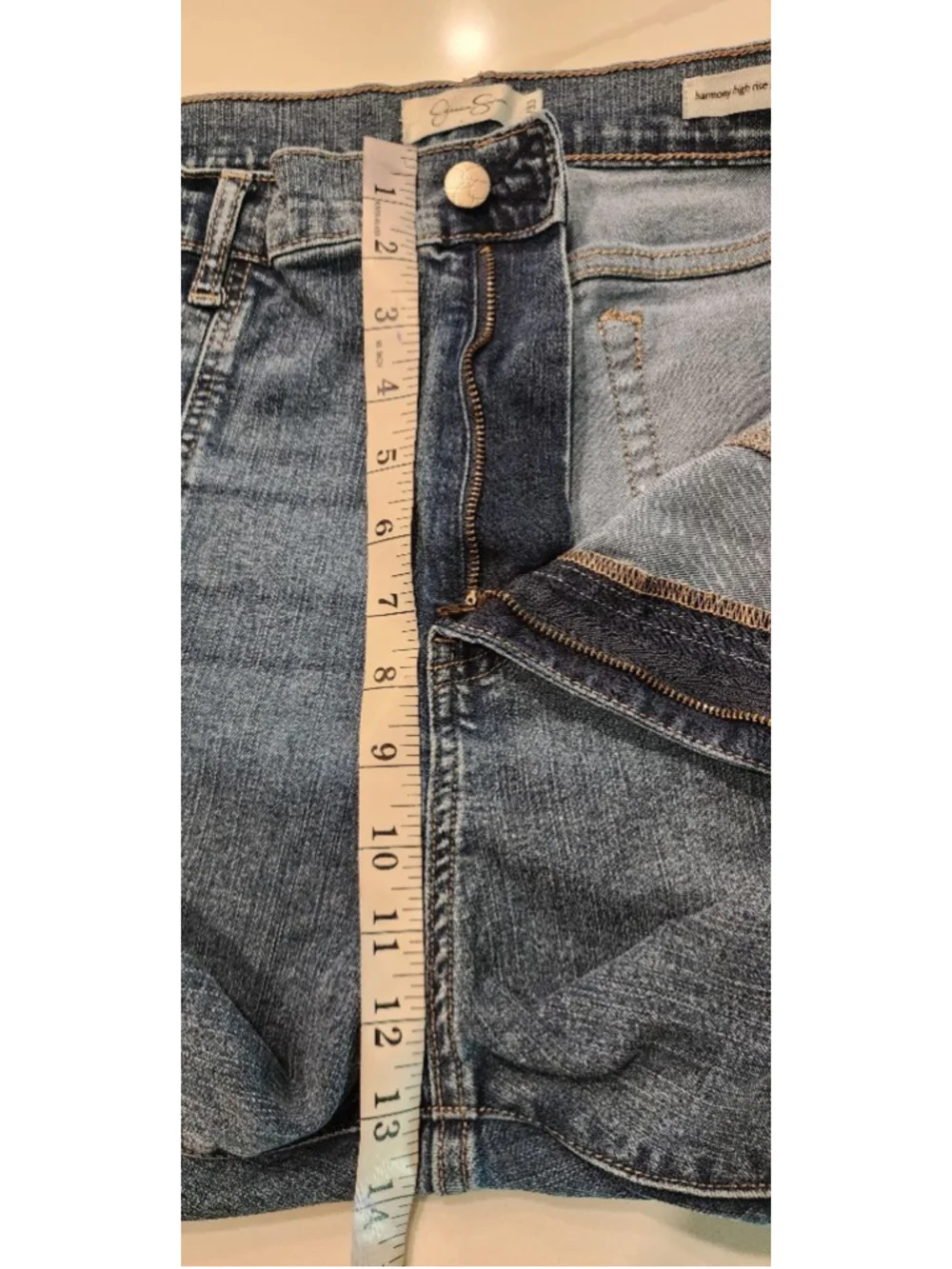 Jessica Simpson Harmony High Rise Slim Straight Cargo Jeans Size 16 Blue Denim